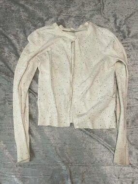 H&M White with black dots button up sweater cardigan
